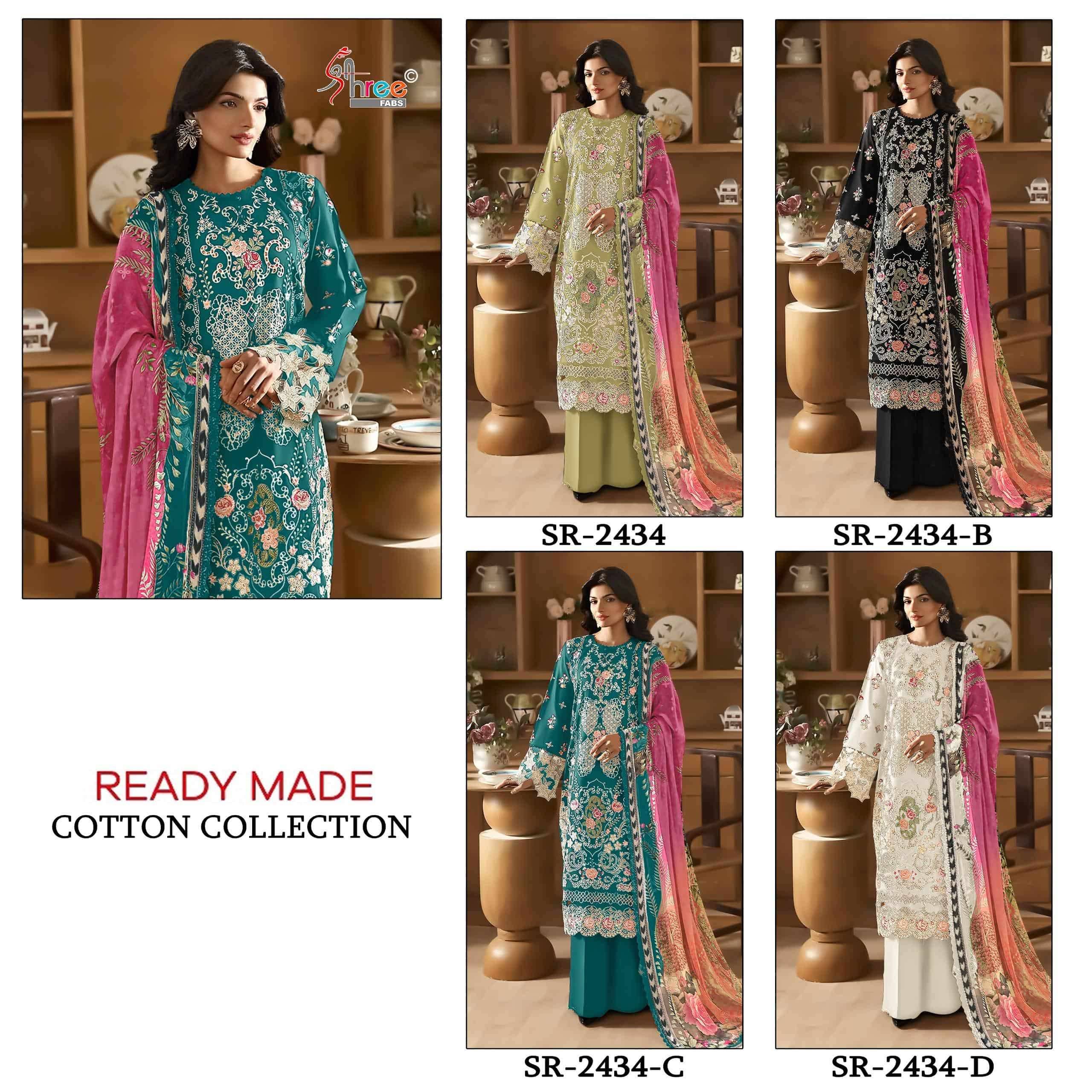 2434 Colors BY Shree fabs 2434 a TO 5540 d SERIES Pakistani Stylish Beautiful Colourful Printed & CAMRIC COTTON readymade Dresses At Wholesale Price